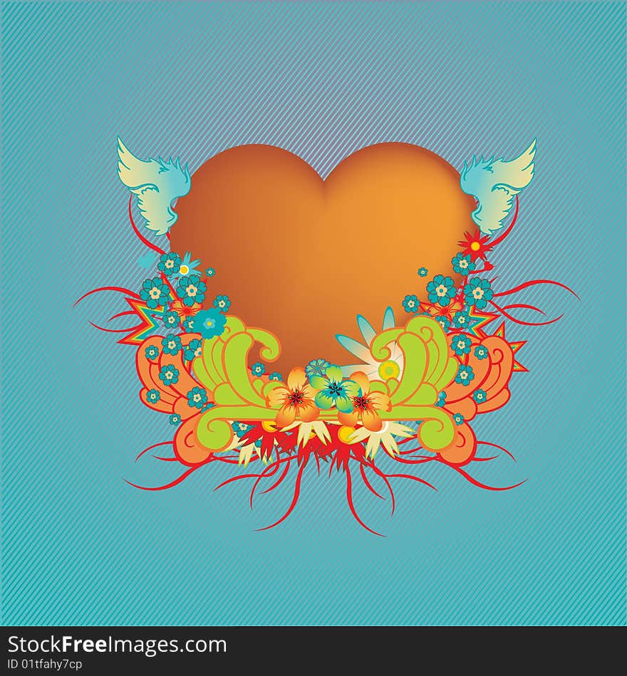 Floral frame with heart shape