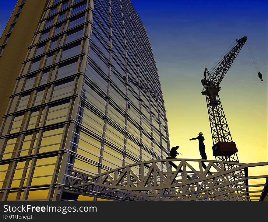 Modern building on a background sky