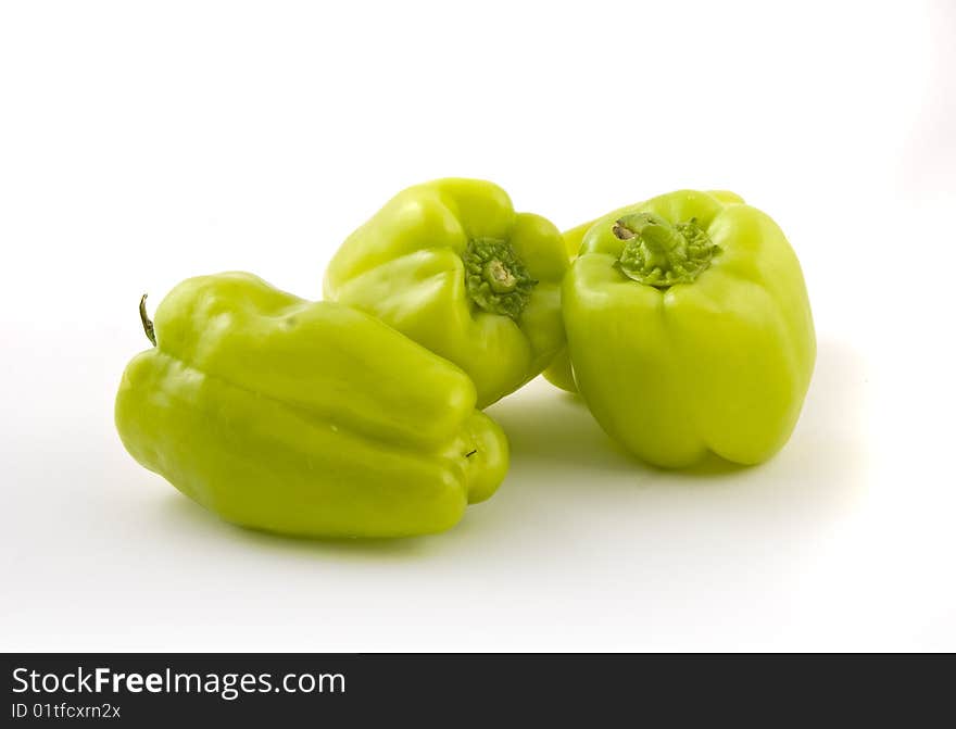 Peppers on white