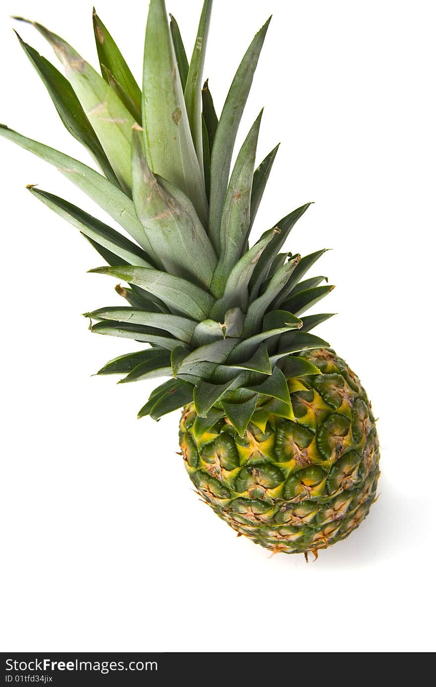 Pineapple on white - high angle. Pineapple on white - high angle