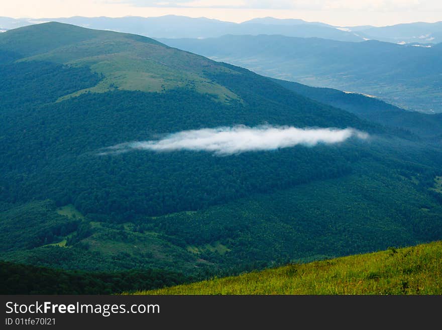 Lonely cloud in the Carpathian Mountains