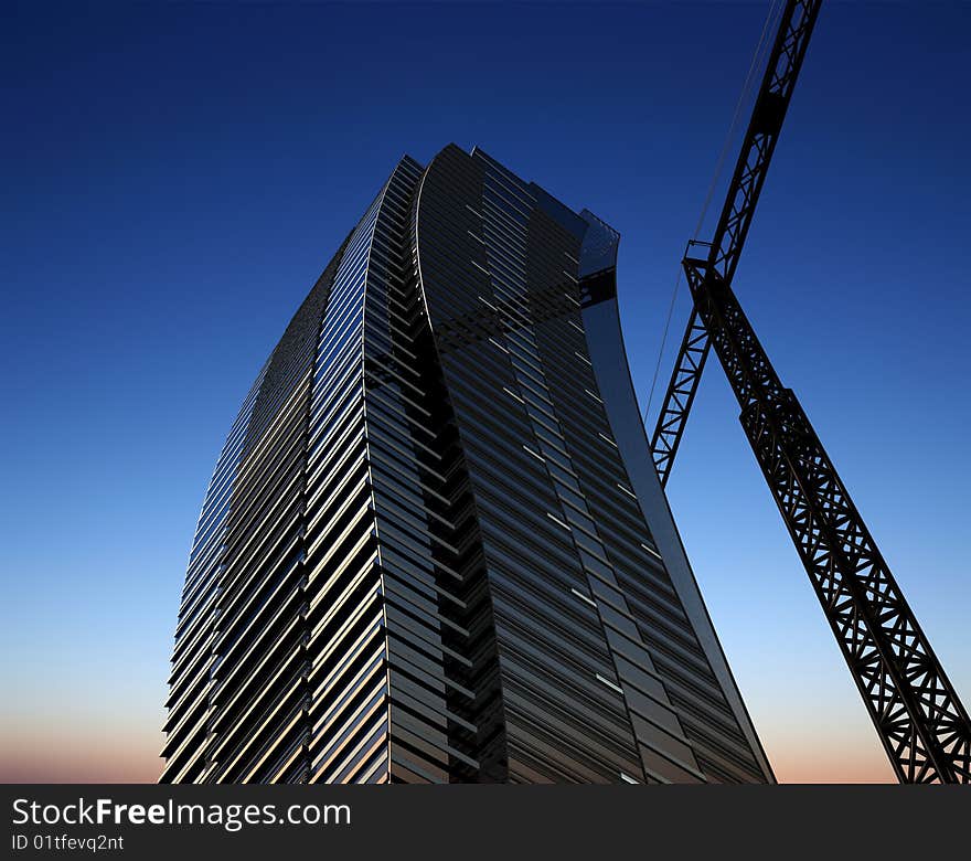 Modern building on a background sky