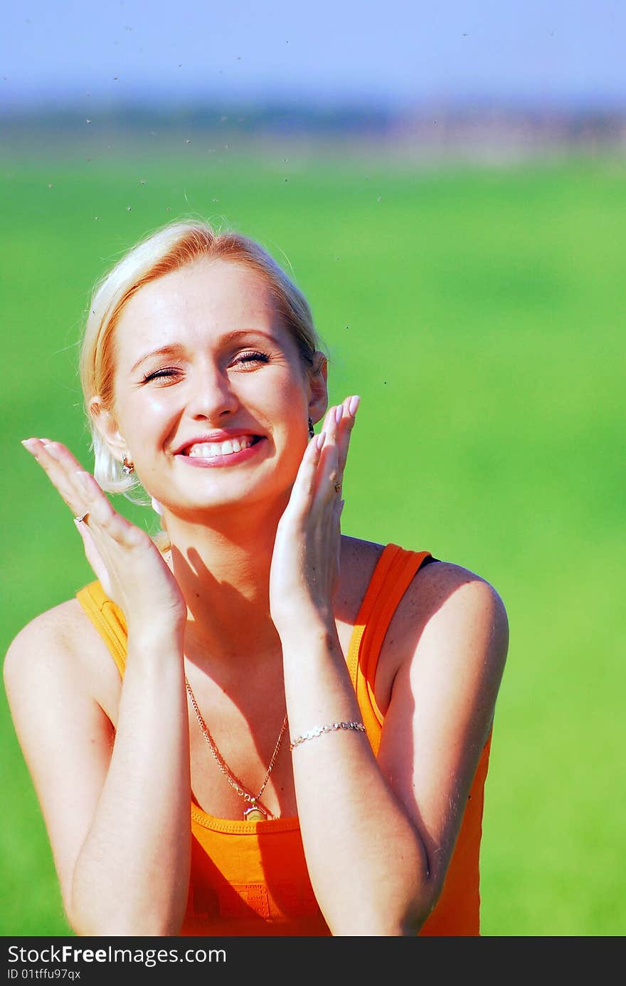 Portrait of beautiful woman, happy and smiling