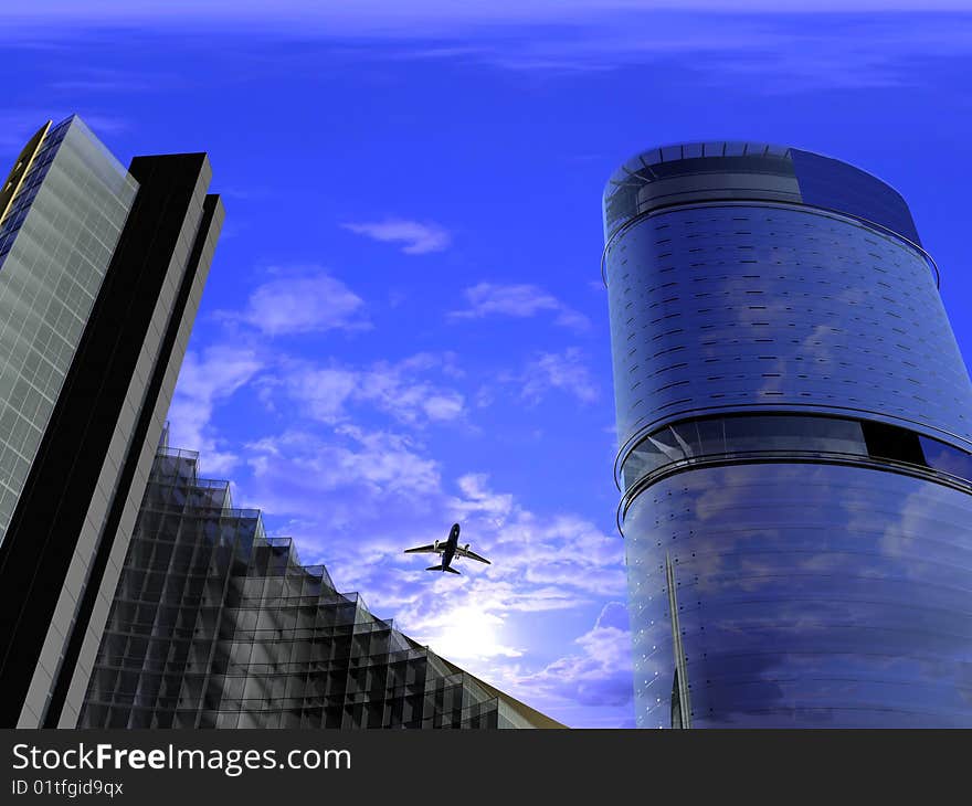 Modern building on a background sky