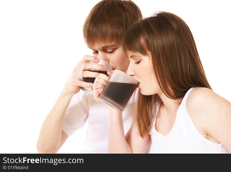 Happy young couple having a coffee. Happy young couple having a coffee