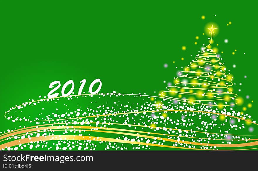 Christmas fur-tree on a green background