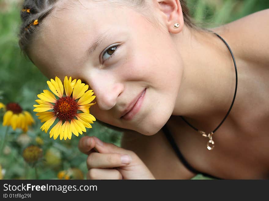 Girl And Flower