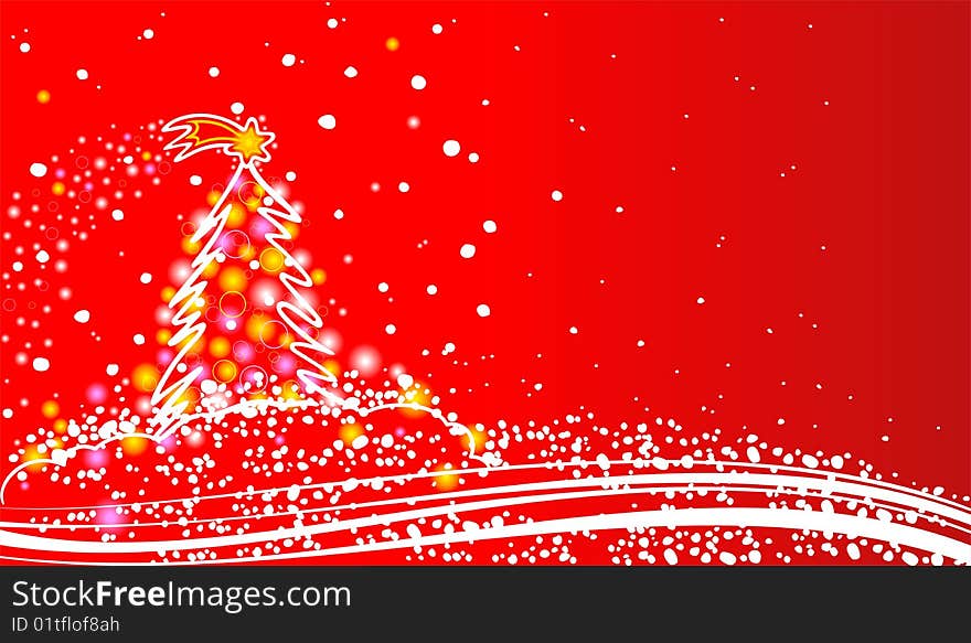 Christmas tree on a red background