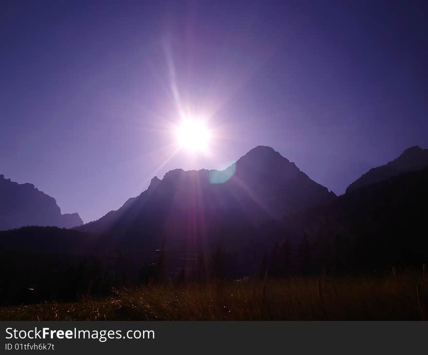 Early morning in the alpine mountains. Early morning in the alpine mountains