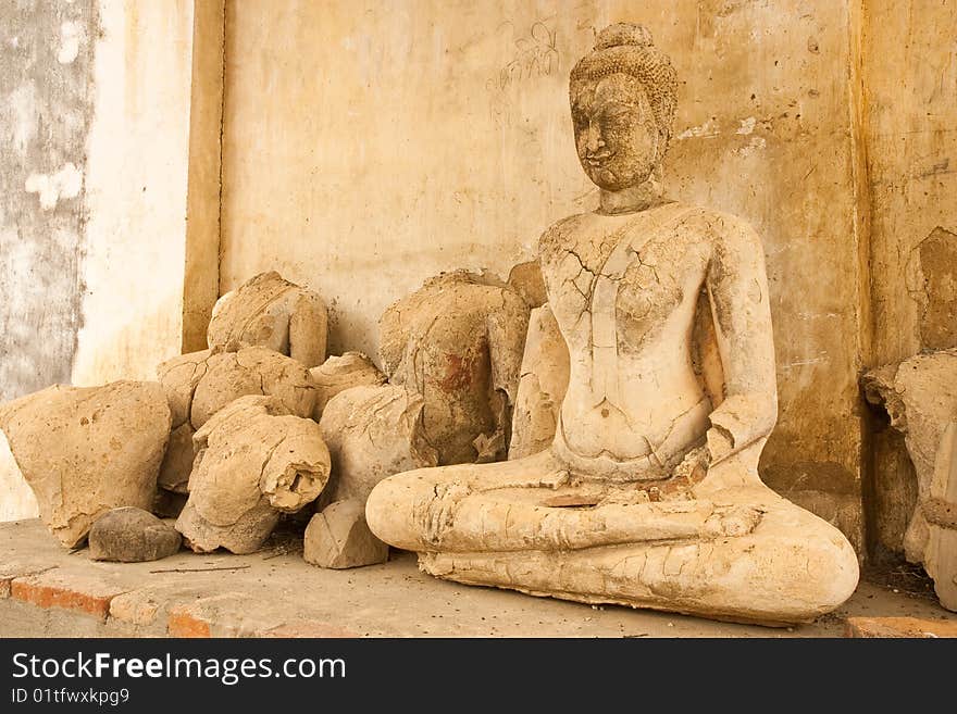 Very old Buddha images in temple, Thailand. Very old Buddha images in temple, Thailand