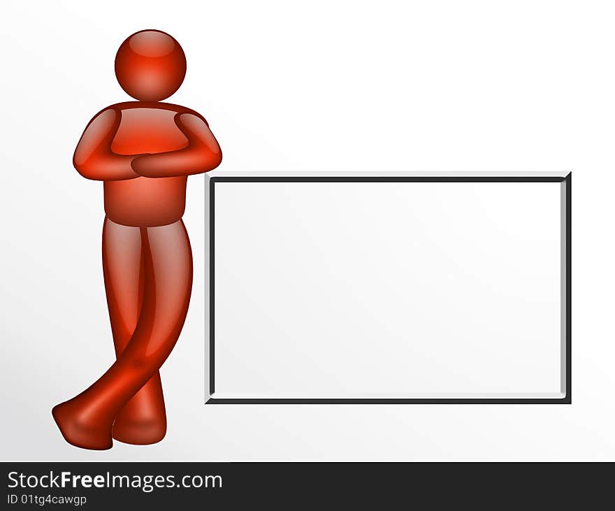 Man illustration with blank board to insert your text or design