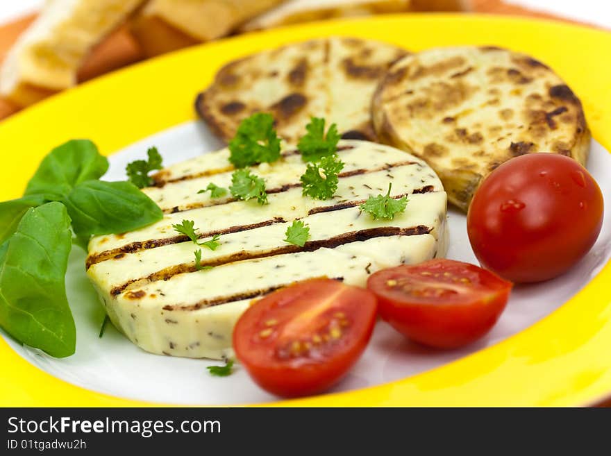 baked cheese with boiled potato