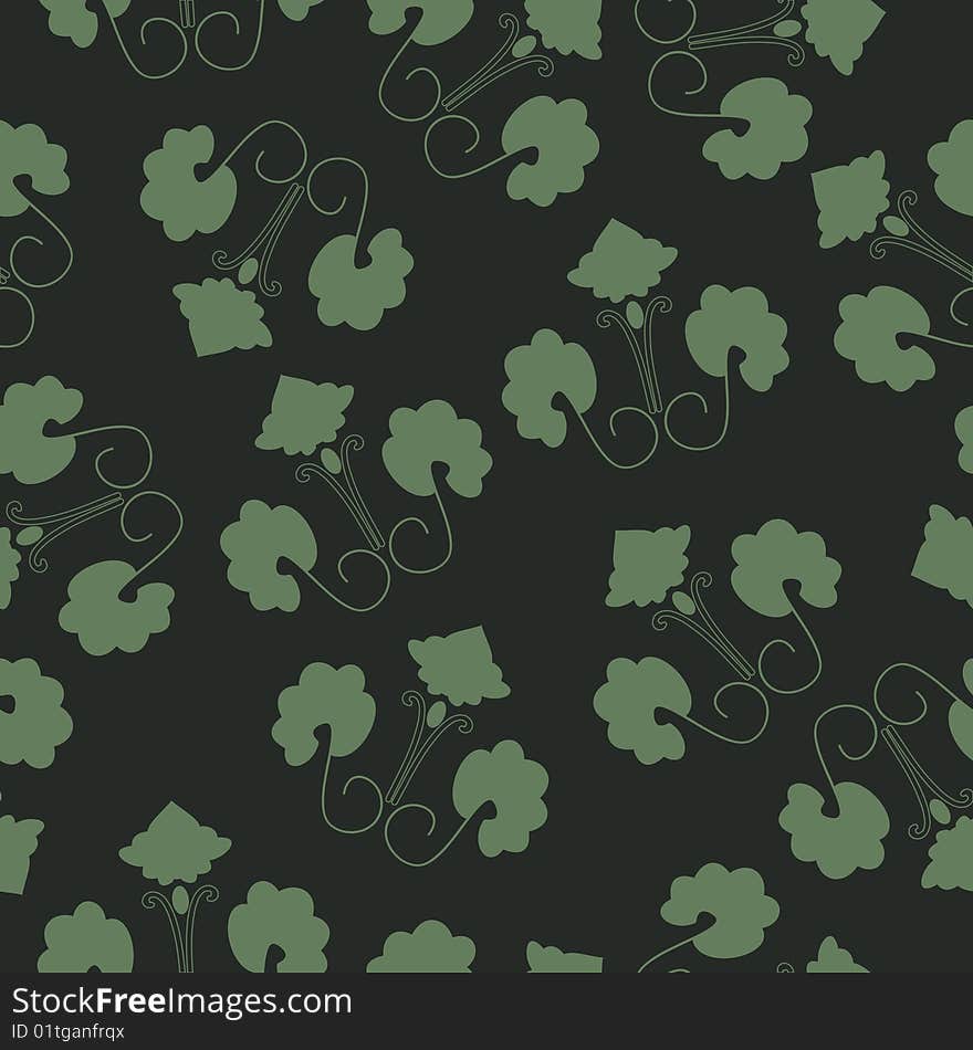 Seamless green floral vector wallpaper. Seamless green floral vector wallpaper