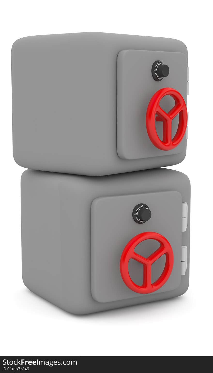 Safes on white background. Made in 3d