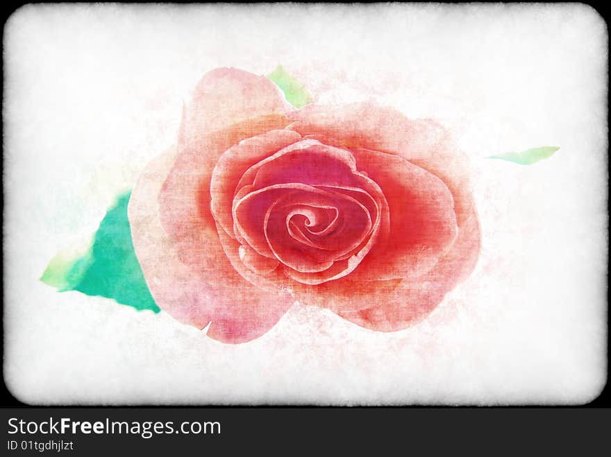 Purple rose in a retro style on a light background