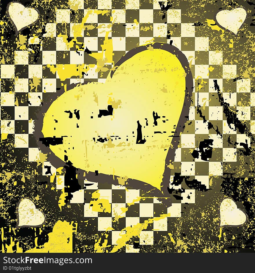 Abstract grungy background heart illustration