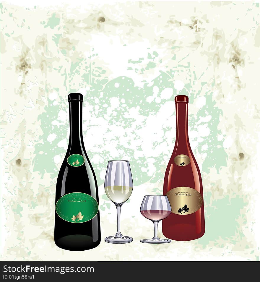 Red and white wine, vector