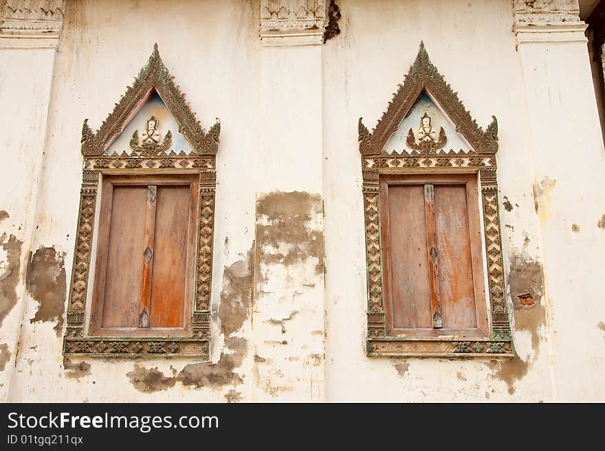 Traditional Thai style church door