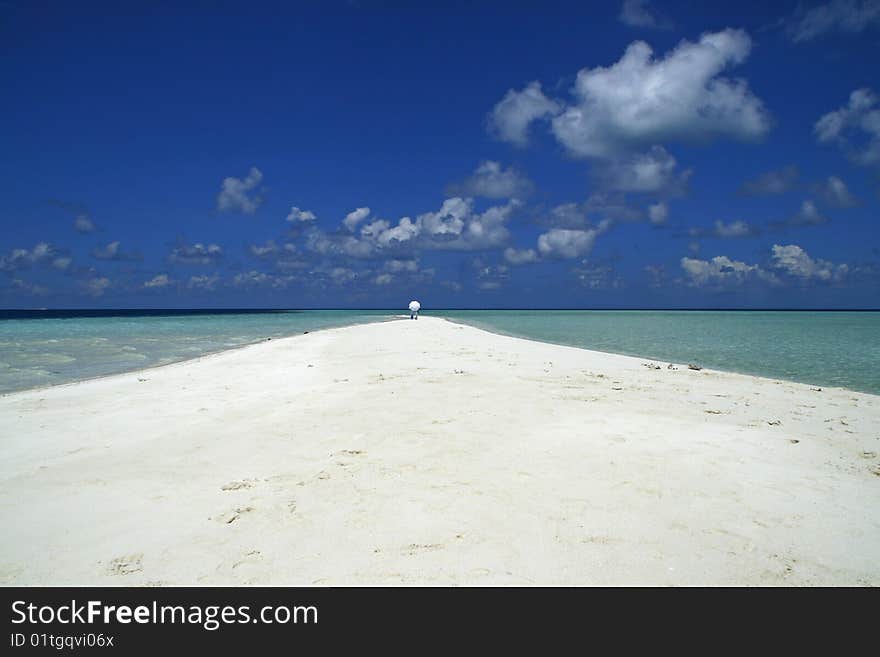 Walk on beach on a Island on the Maldives