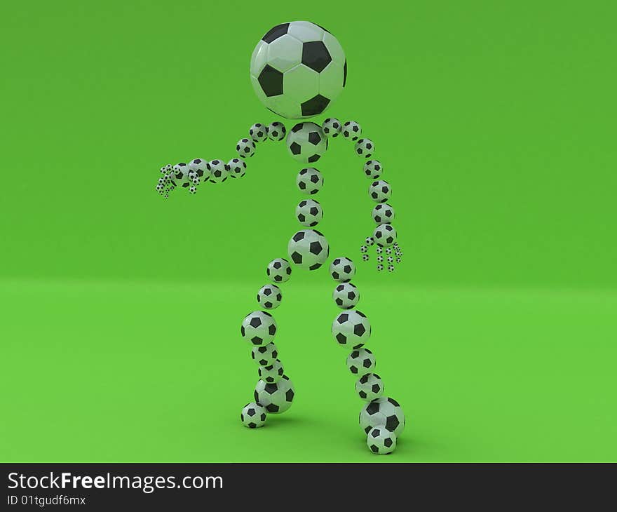 Render the lifted hand of the goalkeeper. Render the lifted hand of the goalkeeper