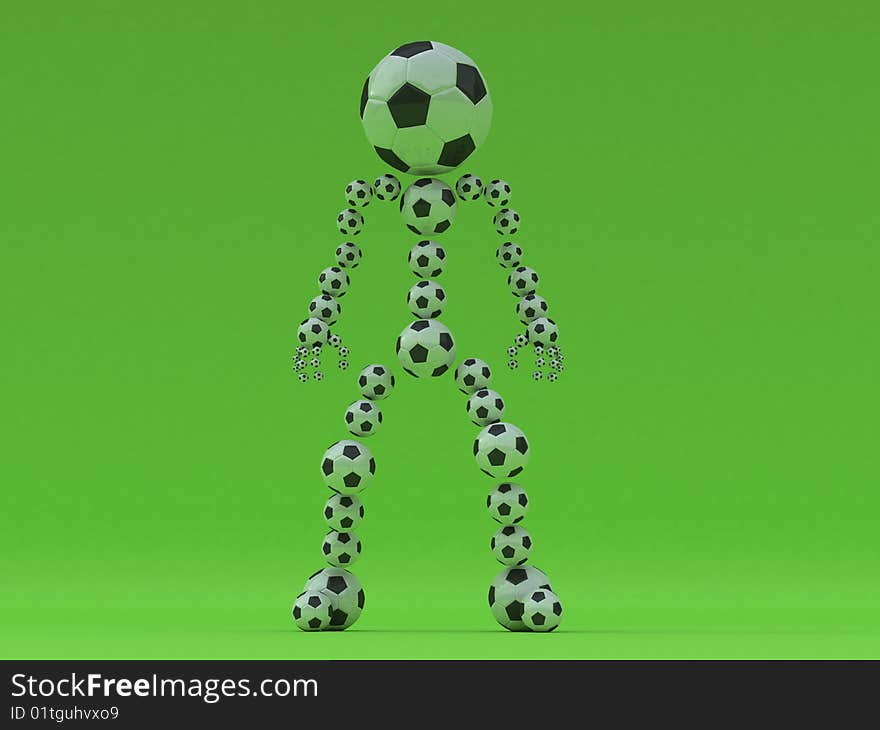 Render the front view of the goalkeeper on a green background