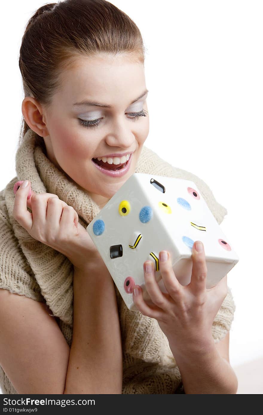 Portrait of woman with liquorice bonbon