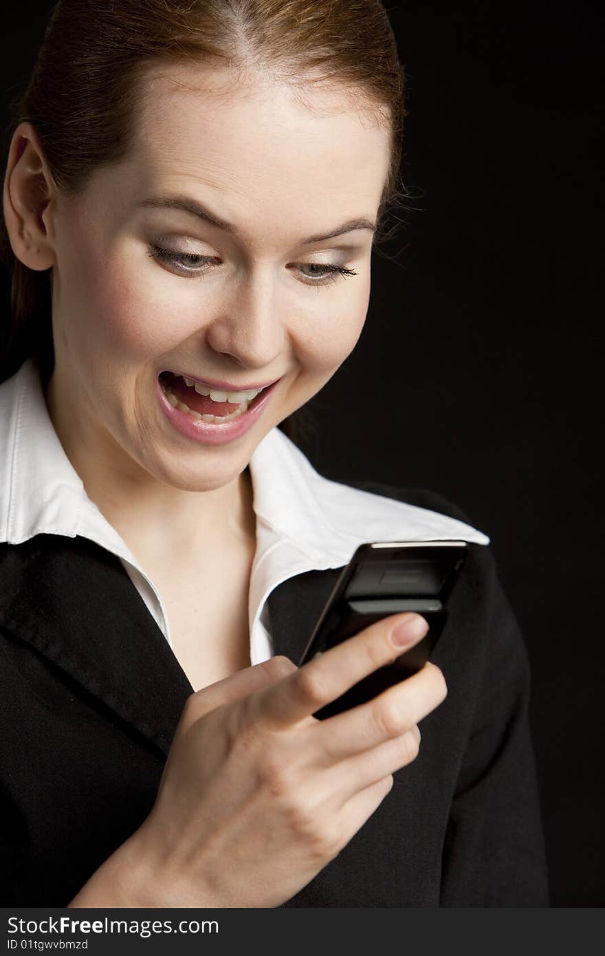 Portrait of businesswoman with mobile