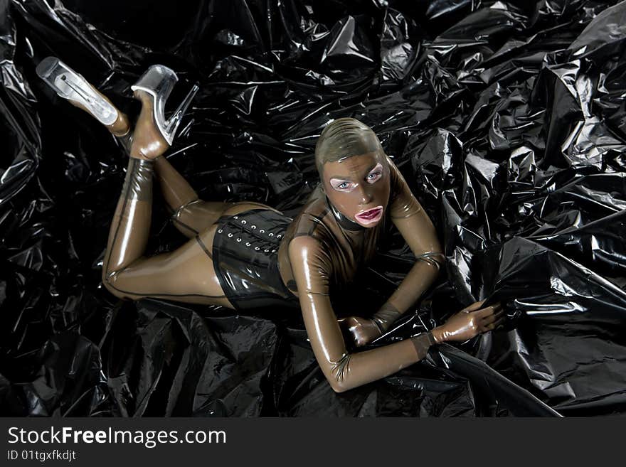 Woman Wearing Latex Clothes