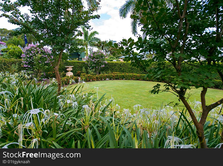 Gardens landscaped and watered to prefection