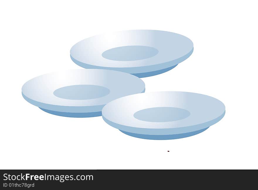 Three  dinner  plates on a white background