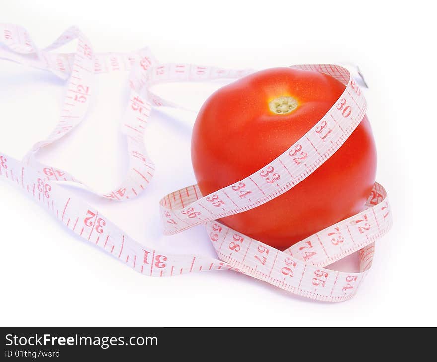 Vegetable in red and white flexible meter. Vegetable in red and white flexible meter