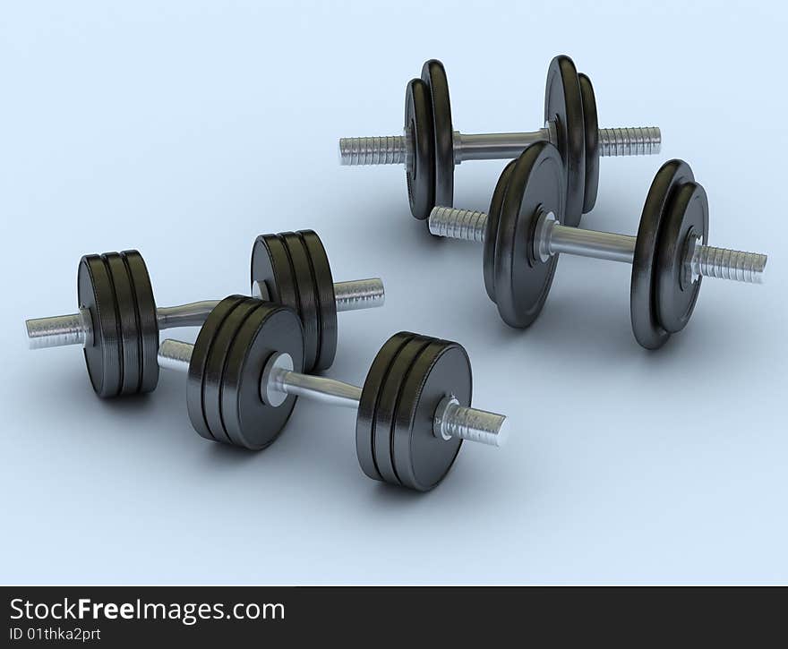 Fitness tools dumbbell by 3d,hand weights with shiny dumbbell