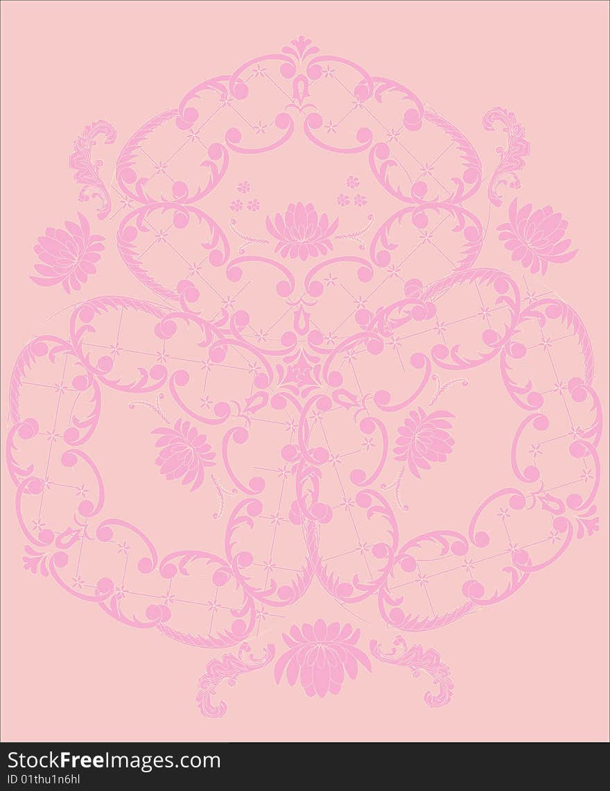 Illustration with pink ornamental background. Illustration with pink ornamental background