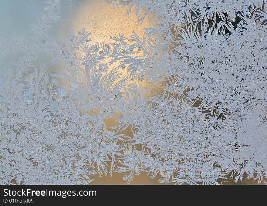 Photo of the frosty design on the window. Photo of the frosty design on the window