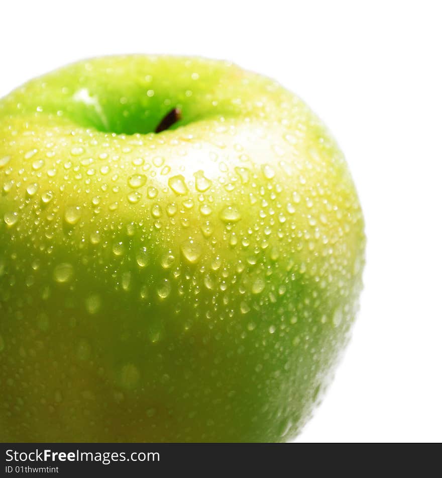 Green apple on a white background