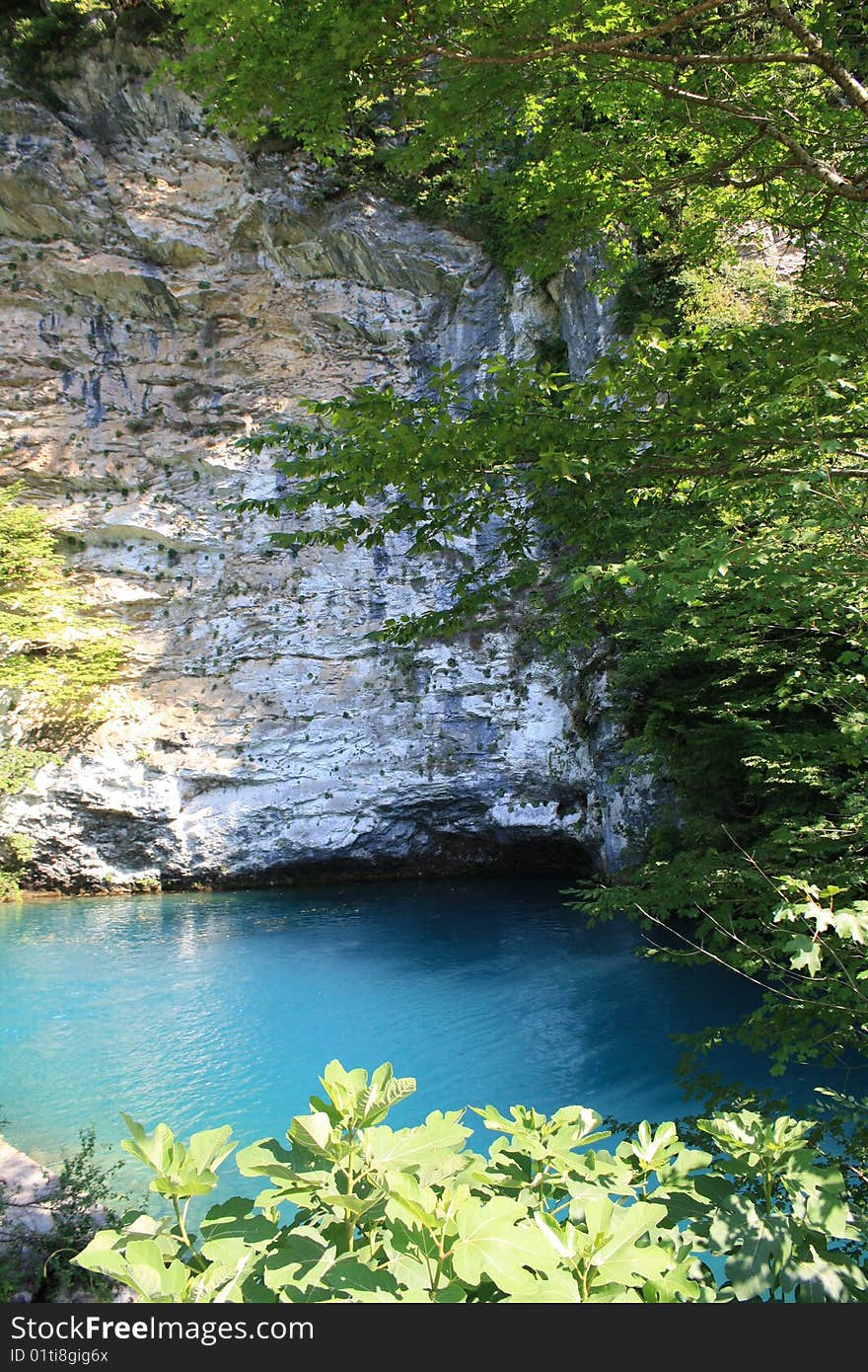 Blue lake in mountain Abhazii