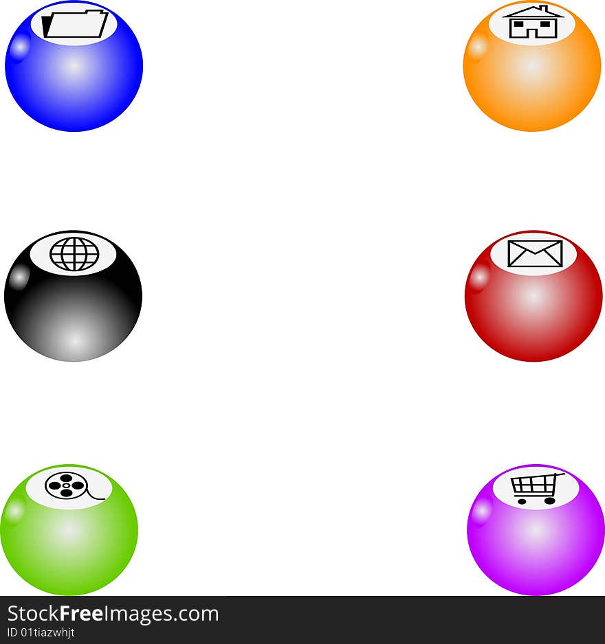 Six colour icons for web sites. Six colour icons for web sites