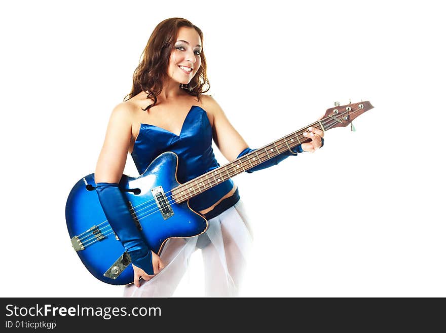 young brunette woman playing the guitar. young brunette woman playing the guitar