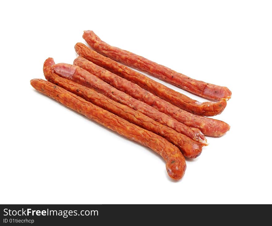 Hunter sausages isolared on white background