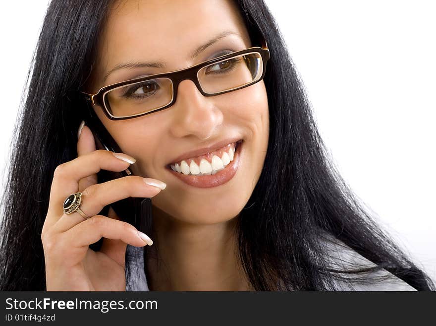 Attractive businesswoman on the phone