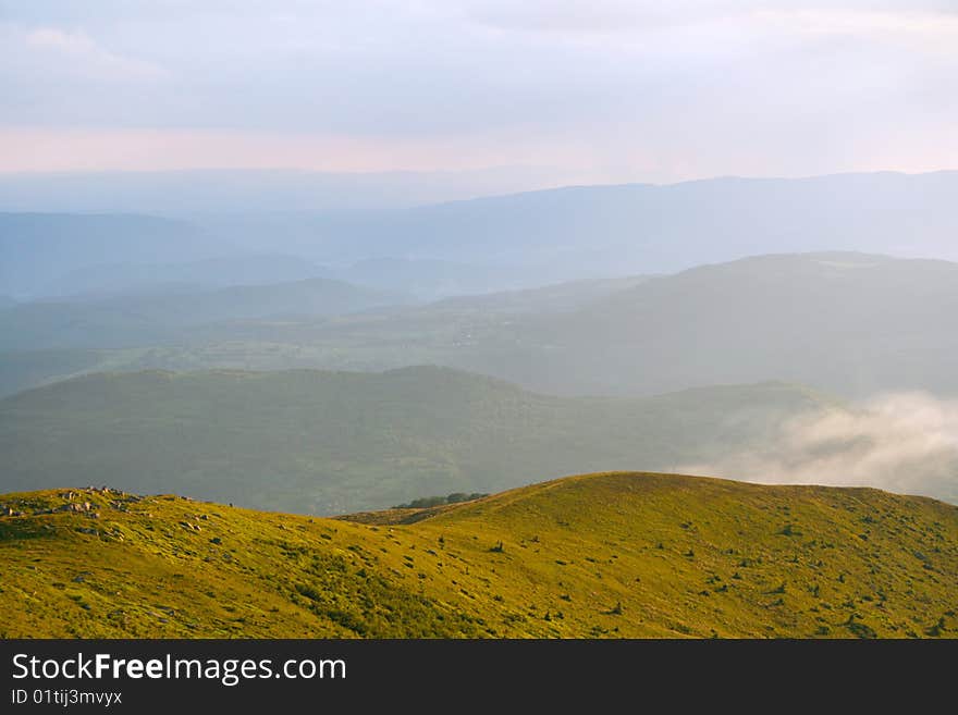 Carpathian Mountains in the sunset