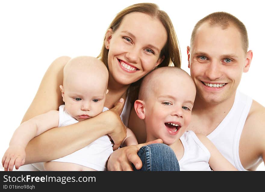 Happy family with two kids