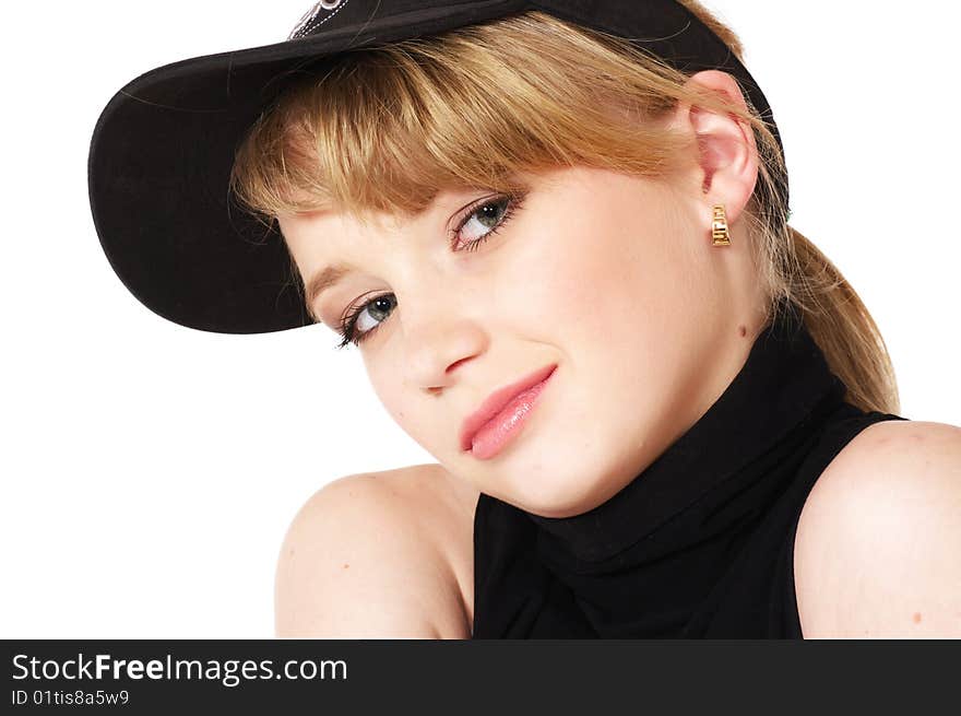 Smiling teenage girl with long blond hair