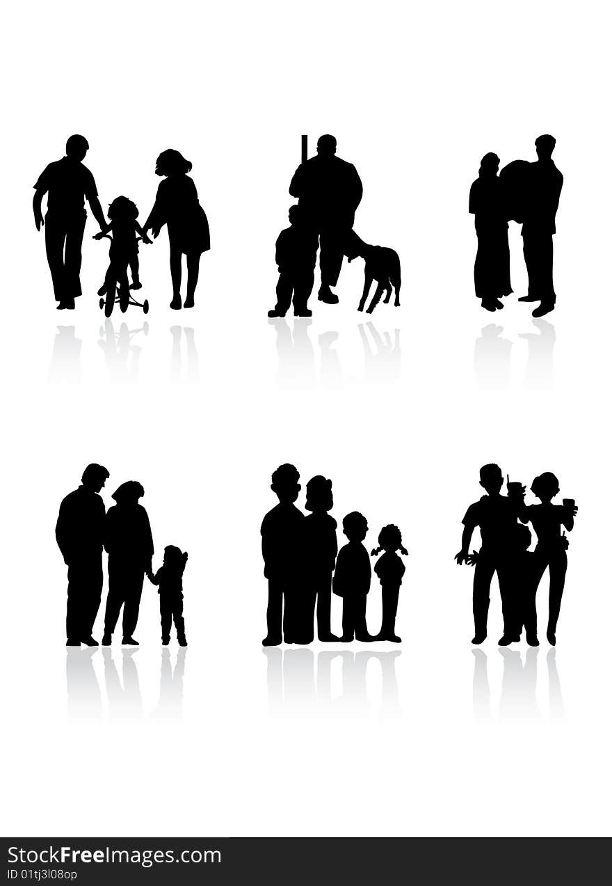 Some families with children. A vector illustration. Some families with children. A vector illustration