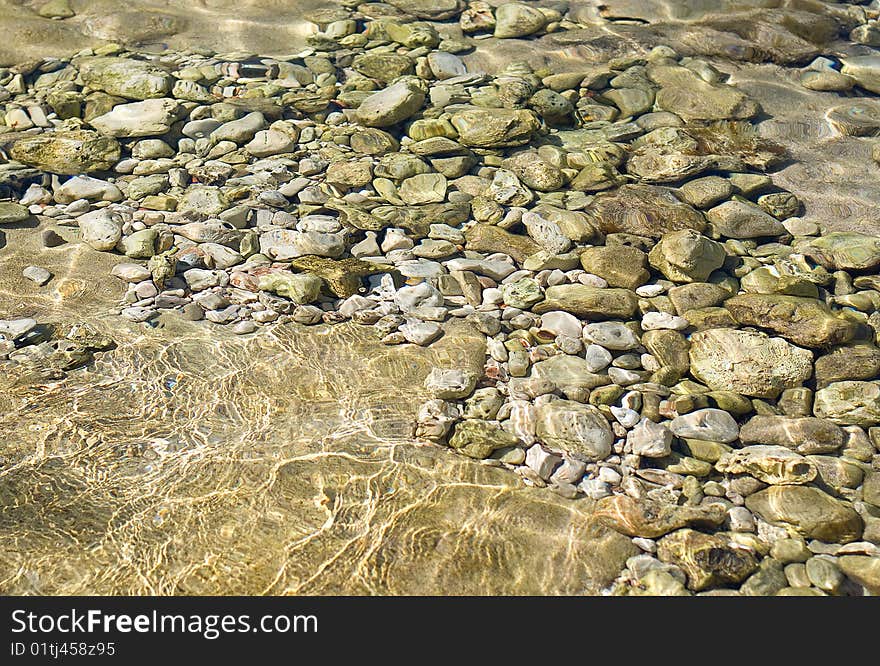 Pebbles under water