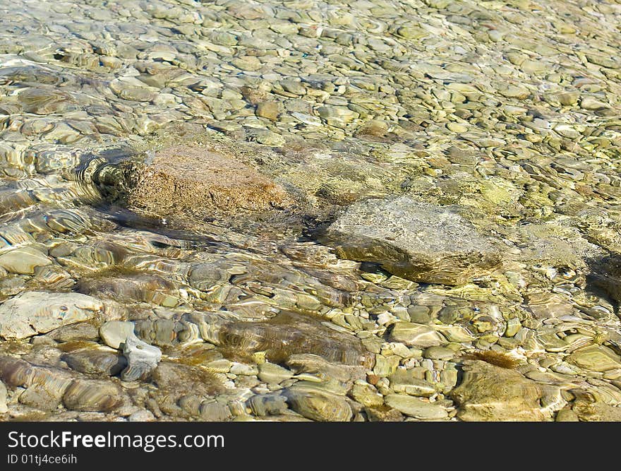 Pebbles under water