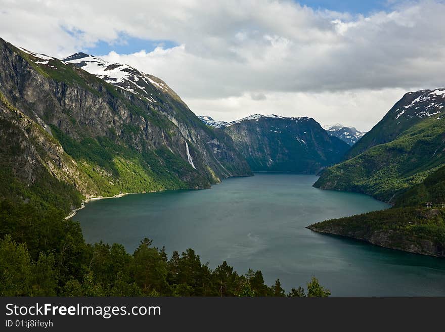 Narrow, long gulf in an environment of high mountains. Narrow, long gulf in an environment of high mountains