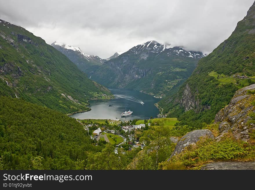 Narrow, long gulf in an environment of high mountains. Narrow, long gulf in an environment of high mountains