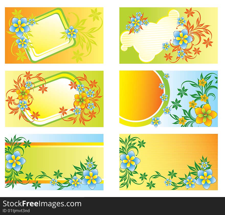 Set of colorful floral cards for advertising. Set of colorful floral cards for advertising