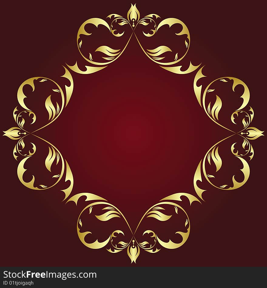 Golden vintage frame for text (vector)